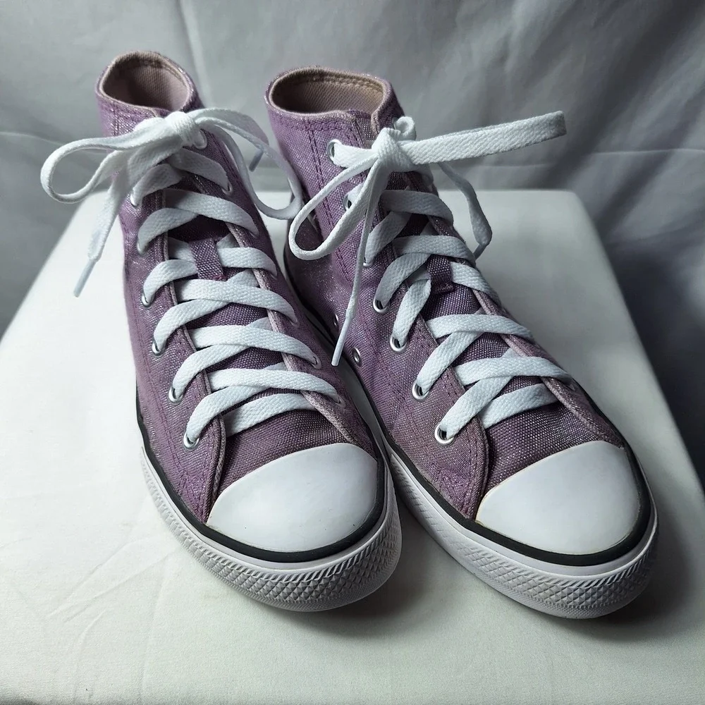 CONVERSE Chuck Taylor All Star Disco Glitter Hi-Top Sneaker Youth Sz 3 Purple